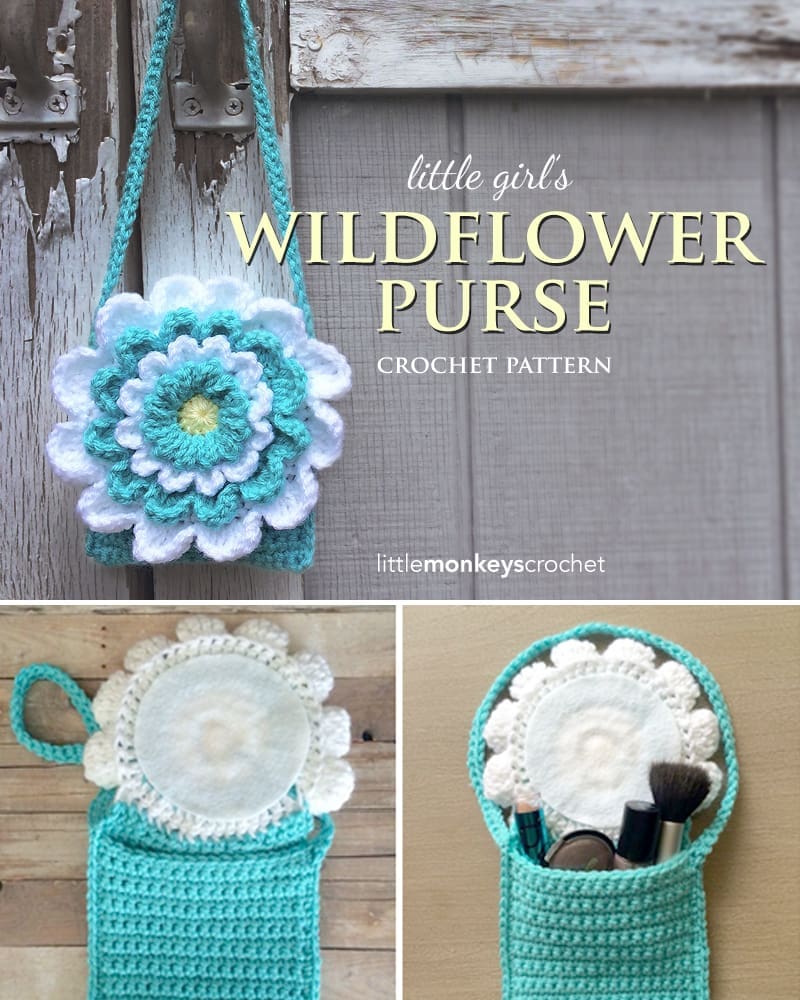 Little Girl's Wildflower Purse | Free Crochet Pattern by Little Monkeys Crochet