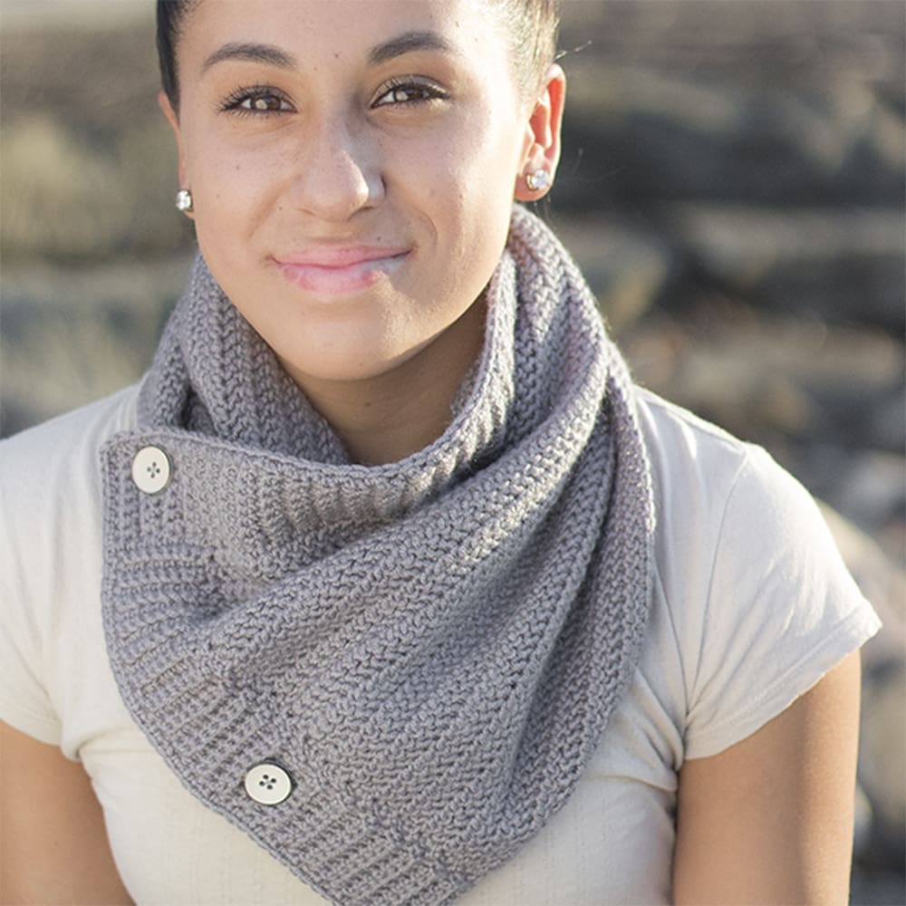 Herringbone Buttoned Cowl