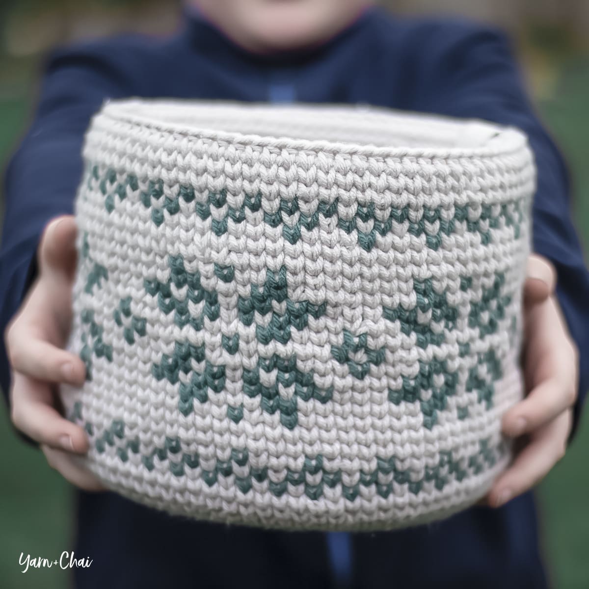 Fair Isle Basket Crochet Pattern by Rebecca Langford Yarn + Chai